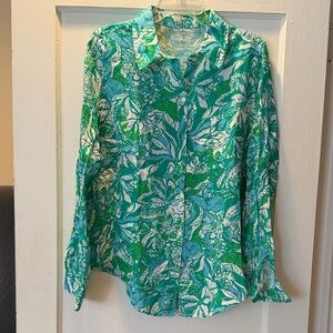 Lilly Pulitzer Green and Blue Paisley Shirt